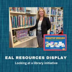 Librarian Josephine Greay from North Metro TAFE with a Tabletop English display