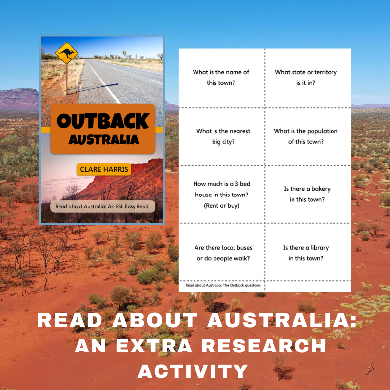 Research activity for Read about Australia book, Outback Australia