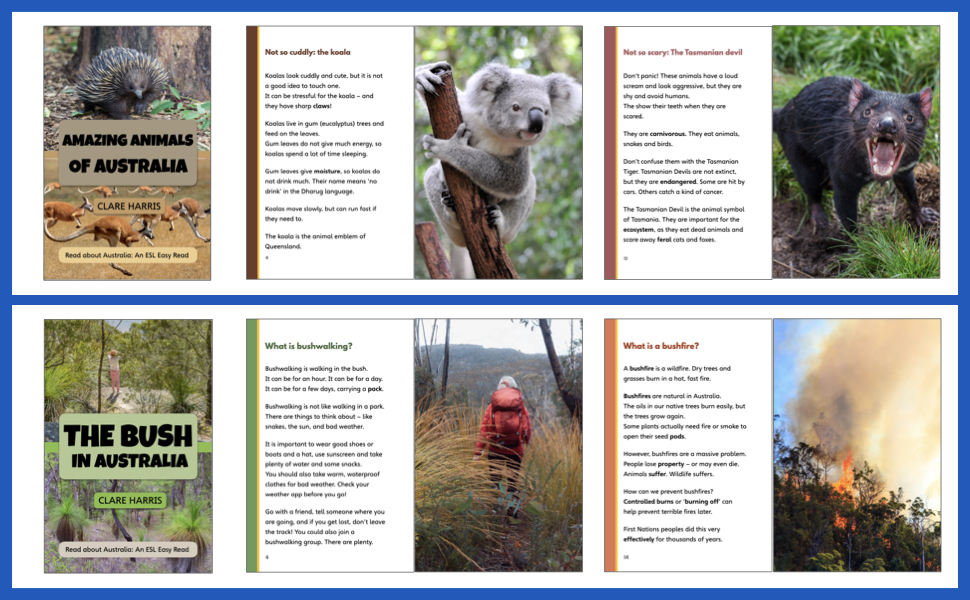 Interior pages from the Read about Australia ESL reading books