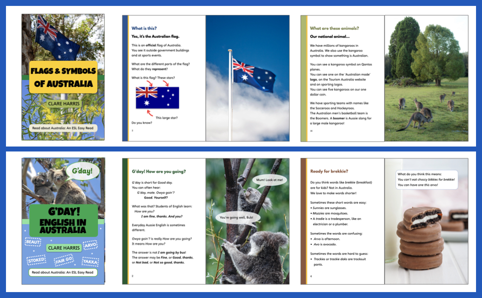 Interior pages for the Read about Australia ESL reading book series